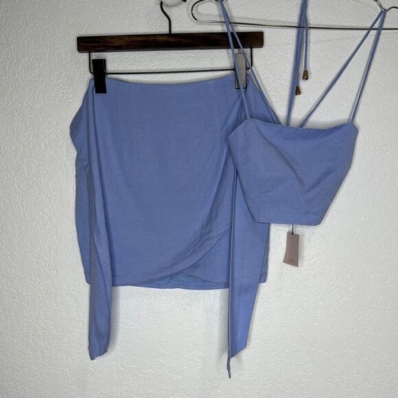 NWT Superdown Milah Wrap Skirt Set in Light Blue | REVOLVE XS - Picture 2 of 12